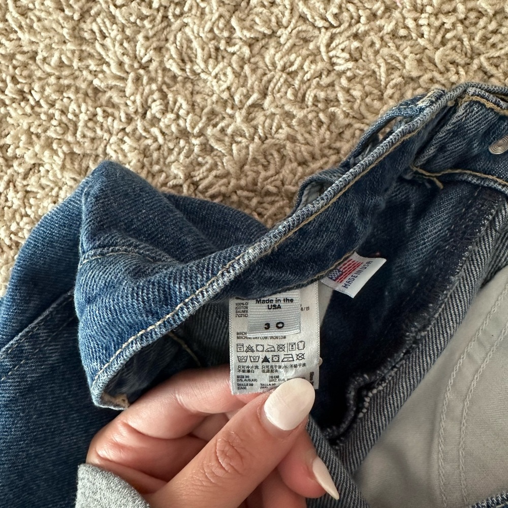 American Apparel High Waisted Jean Shorts - Picture 2 of 3